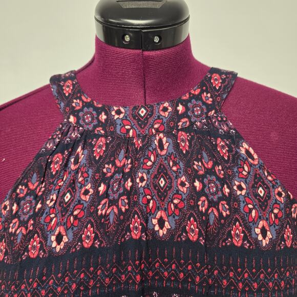 Women's Hollister Red & Blue Paisley Boho Flowy Cropped Tank Top | Size Small - Picture 4 of 9